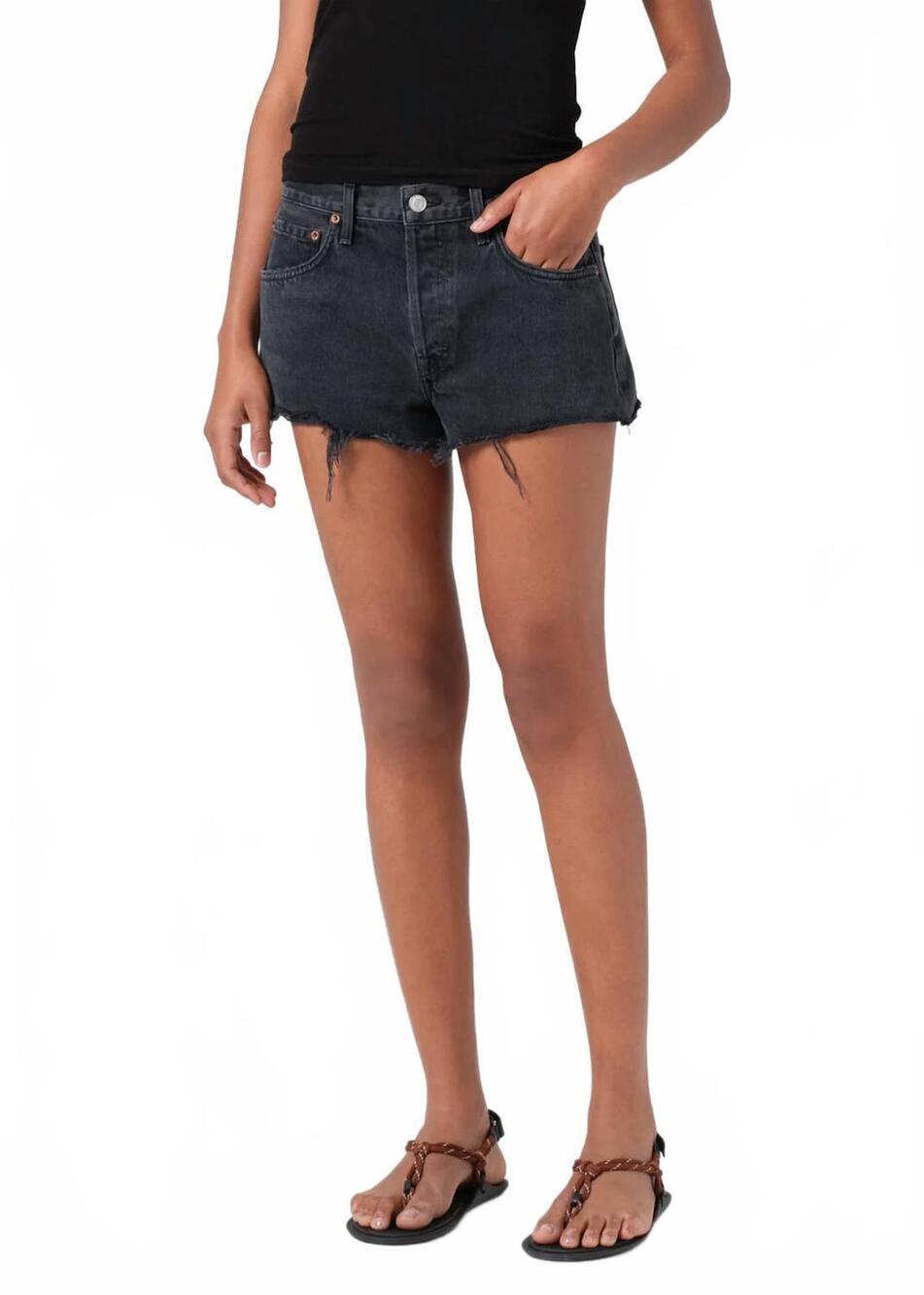 NEW AGOLDE parker denim short in worn black